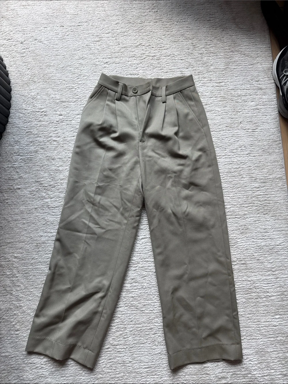 Anine Bing Cream & Green Wide-Leg High-Waist Trousers